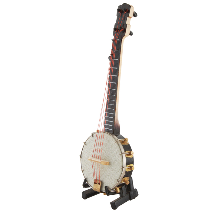 Miniature White Banjo Musical Instrument Replica Gift